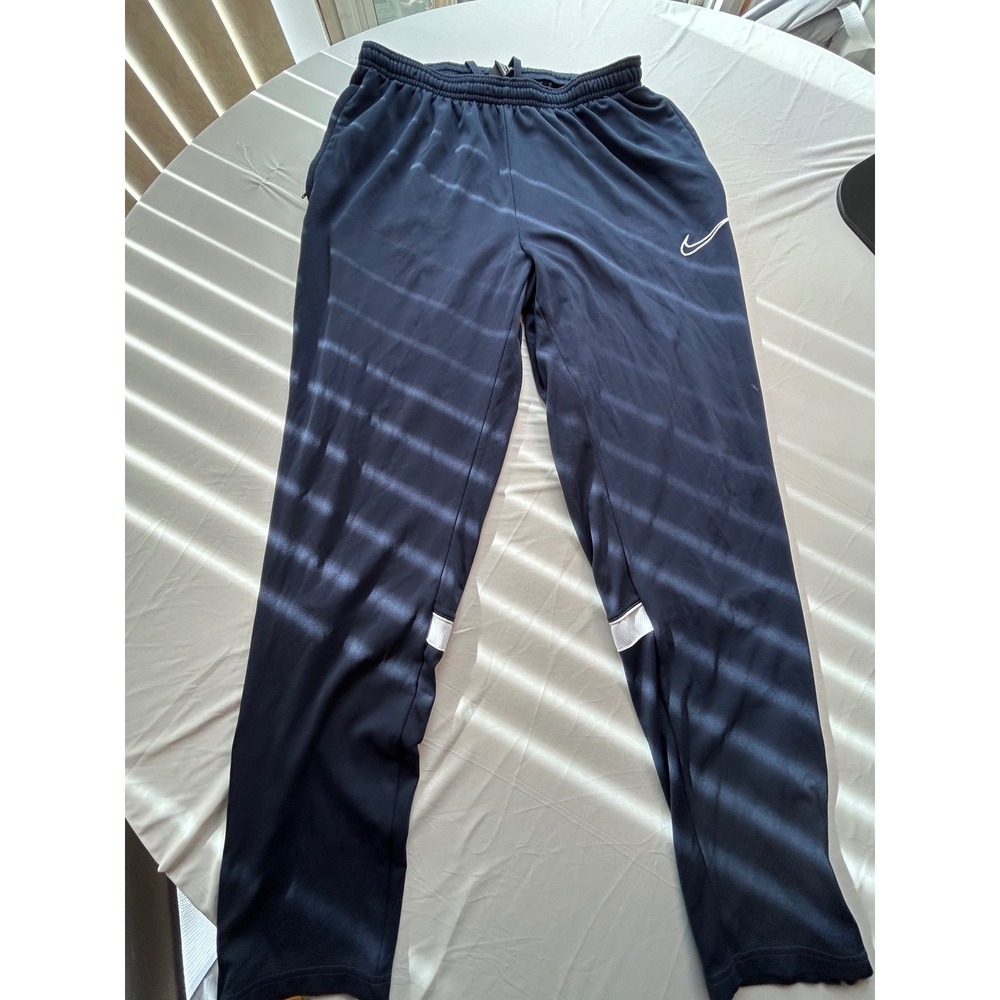 Nike Dri-FIT Mens Large Navy Blue Soccer Training Pants Tapered Joggers Mesh